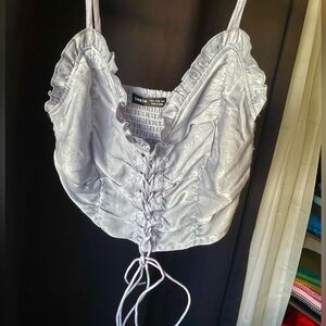 🎄Buy2Get1Free🎄Light blue lace up tank